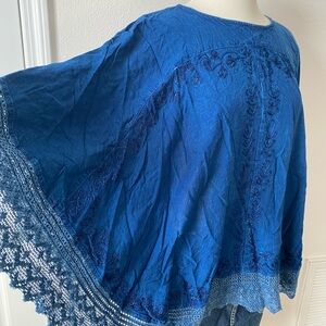 Indigo Top with Lace trim
